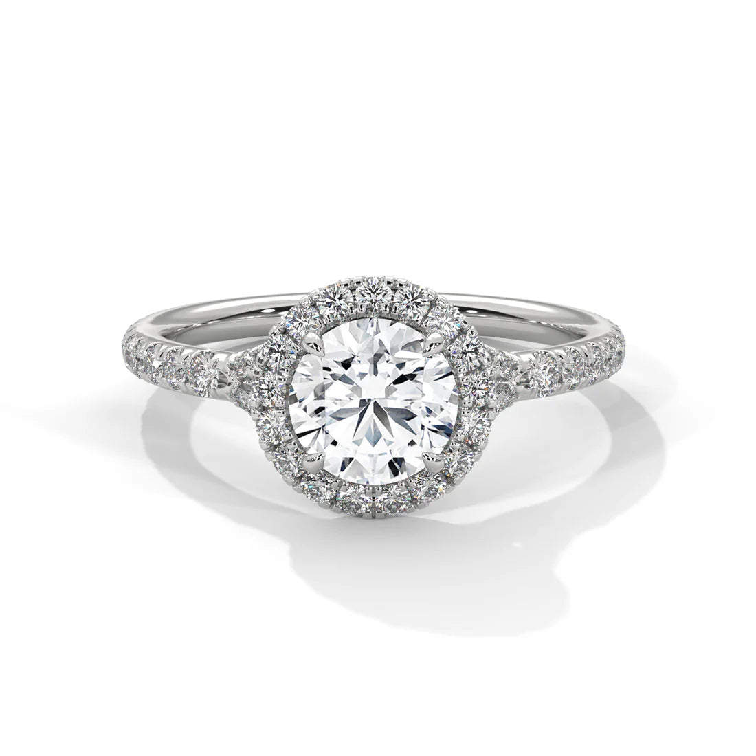 Round Diamond Halo Ring – A Symbol of Love and Commitment in 925 Silver | Elegant Bridal Fine Jewelry