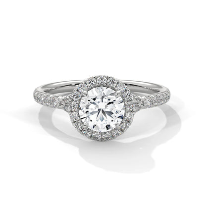 Round Diamond Halo Ring – A Symbol of Love and Commitment in 925 Silver | Elegant Bridal Fine Jewelry