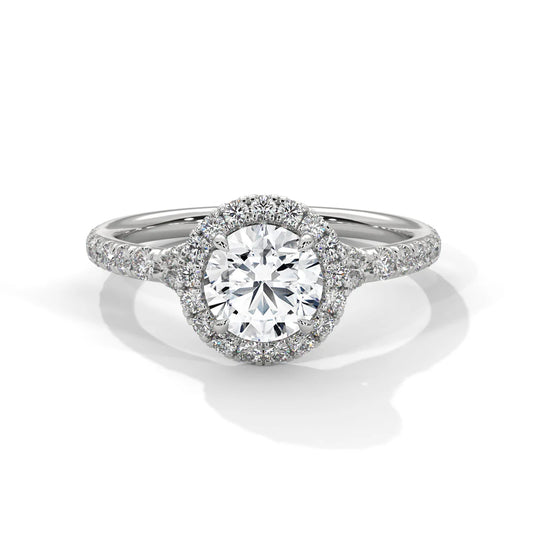 Round Diamond Halo Ring – A Symbol of Love and Commitment in 925 Silver | Elegant Bridal Fine Jewelry
