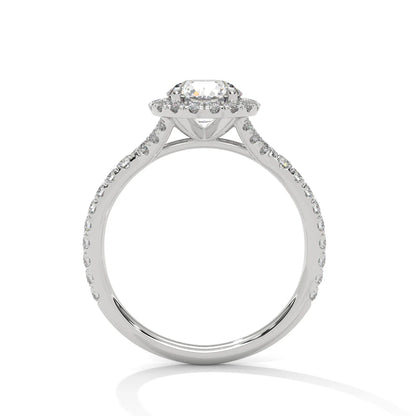 Round Diamond Halo Ring – A Symbol of Love and Commitment in 925 Silver | Elegant Bridal Fine Jewelry