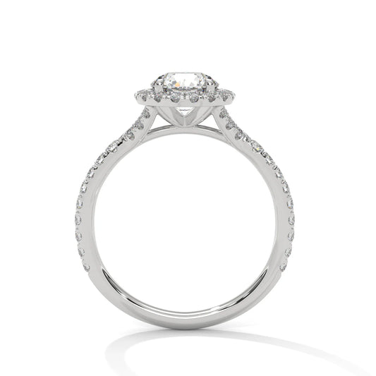 Round Diamond Halo Ring – A Symbol of Love and Commitment in 925 Silver | Elegant Bridal Fine Jewelry