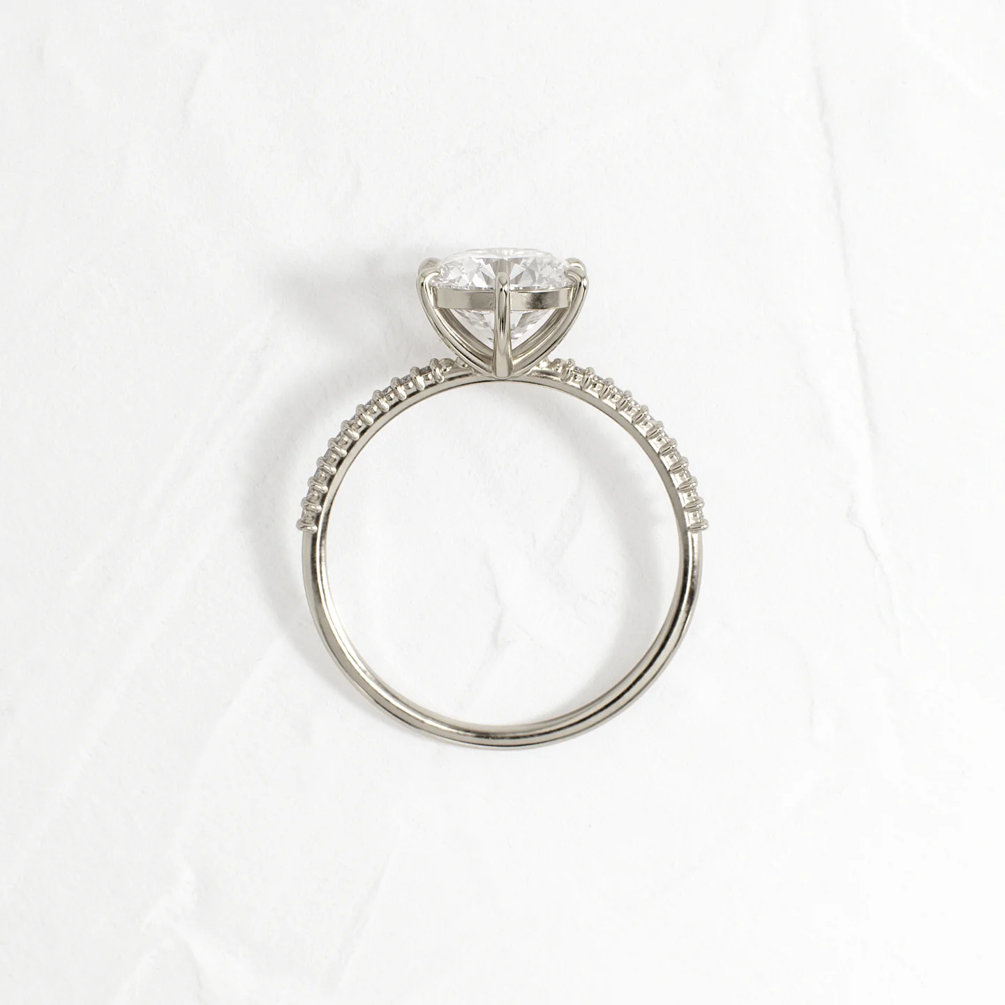 Whisper Ring with Pave Band in 925 Sterling Silver |2 CT Round Cut Minimalist Engagement Style Ring for Women