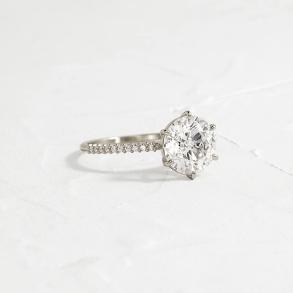 Whisper Ring with Pave Band in 925 Sterling Silver |2 CT Round Cut Minimalist Engagement Style Ring for Women