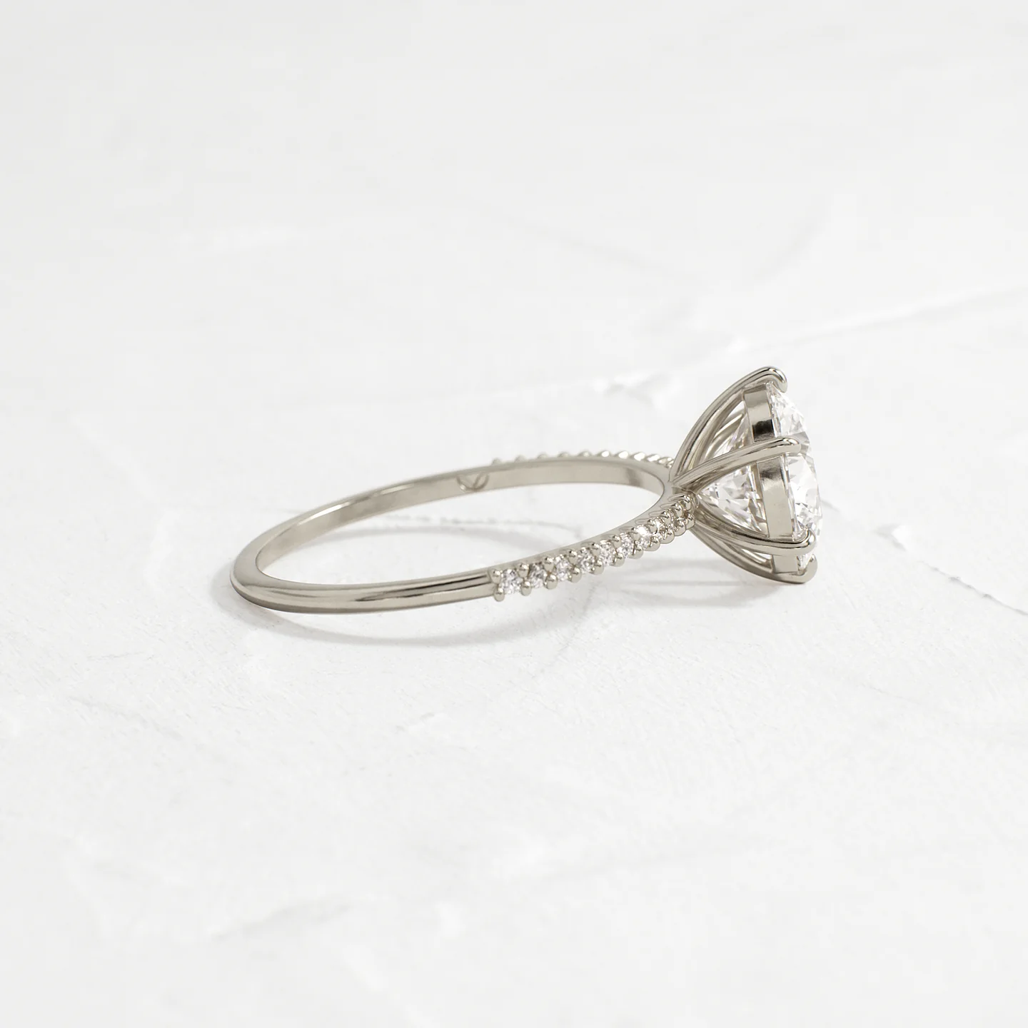 Whisper Ring with Pave Band in 925 Sterling Silver |2 CT Round Cut Minimalist Engagement Style Ring for Women