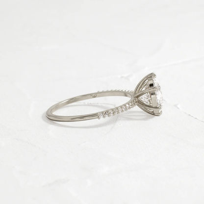 Whisper Ring with Pave Band in 925 Sterling Silver |2 CT Round Cut Minimalist Engagement Style Ring for Women