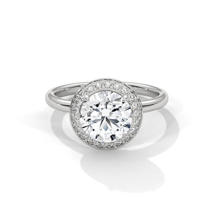 Round-Cut Halo Diamond Engagement Ring in 925 Silver