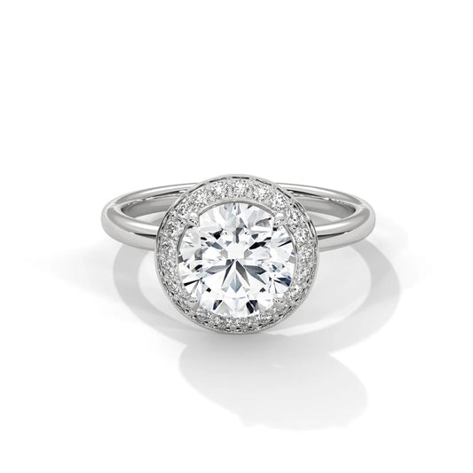 Round-Cut Halo Diamond Engagement Ring in 925 Silver