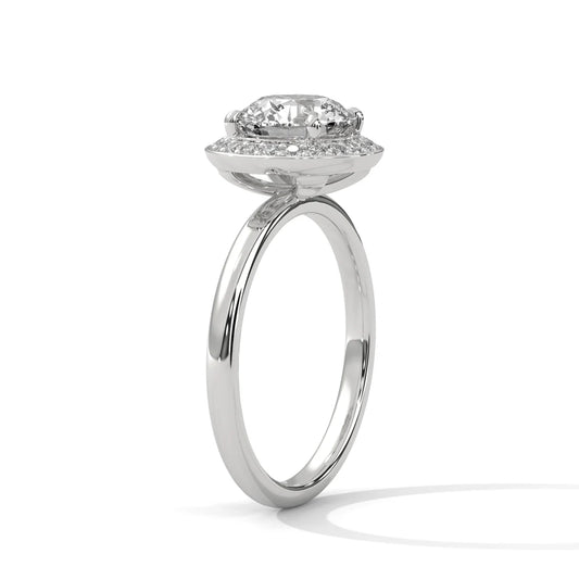Round-Cut Halo Diamond Engagement Ring in 925 Silver