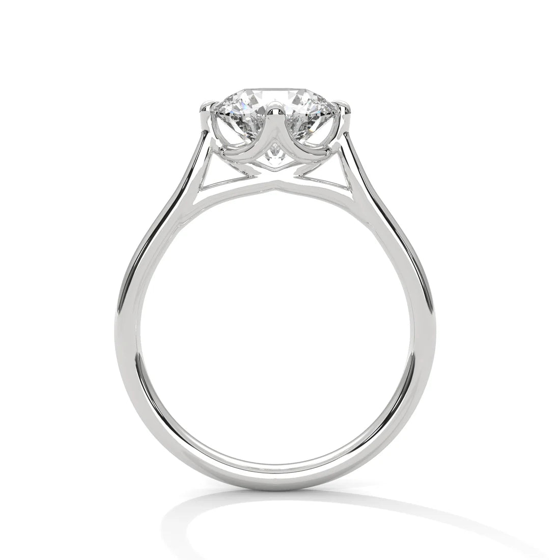 Round-Cut Solitaire Diamond Ring with Classic Four-Prong Setting in 925 Silver