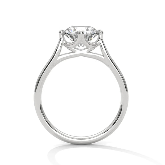 Round-Cut Solitaire Diamond Ring with Classic Four-Prong Setting in 925 Silver