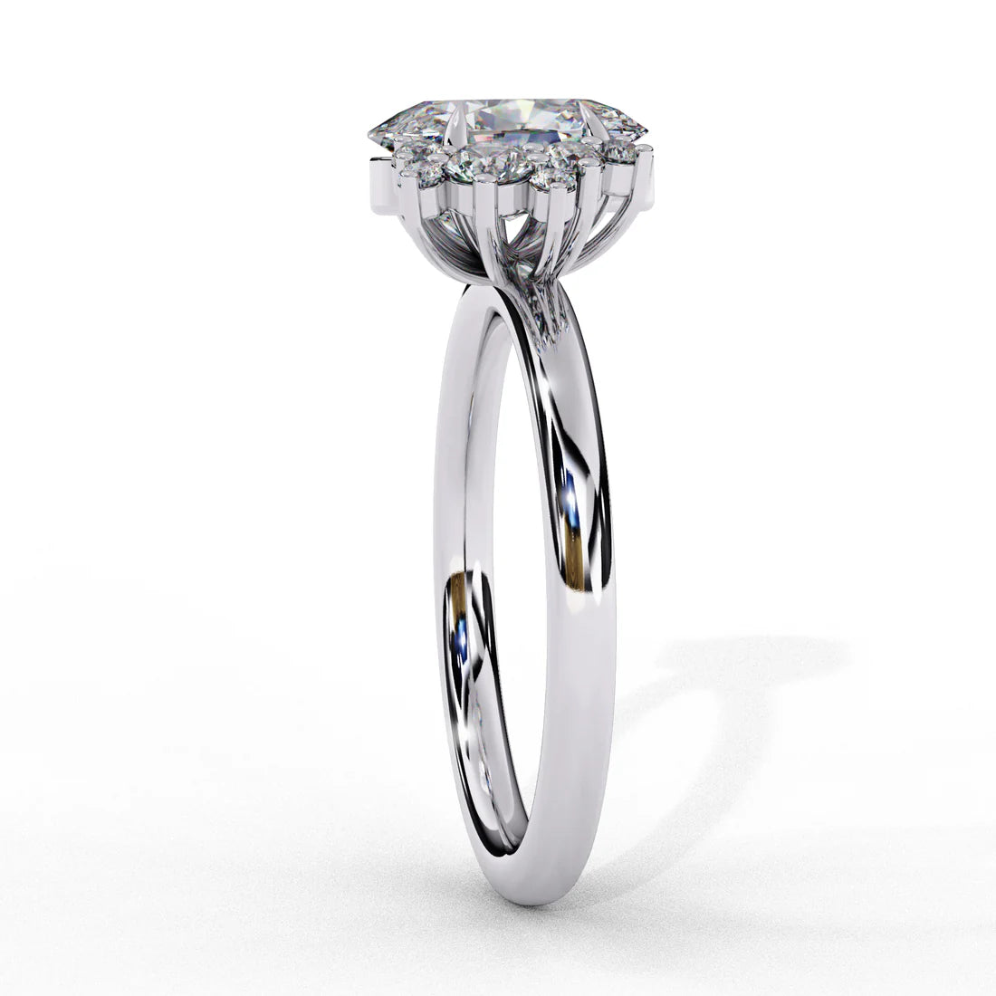 Radiant Floral Cluster Diamond Engagement Ring in 925 Silver