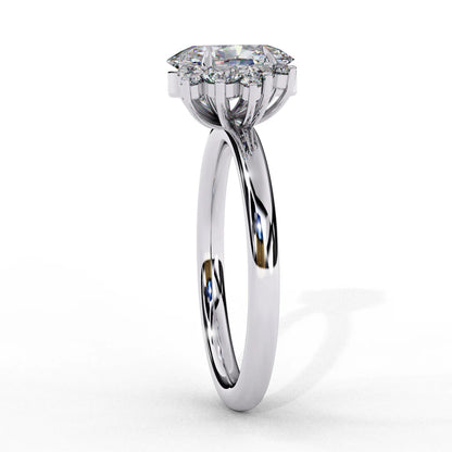 Radiant Floral Cluster Diamond Engagement Ring in 925 Silver