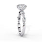 Radiant Round Diamond Ring with Marquise Accents in 925 Silver