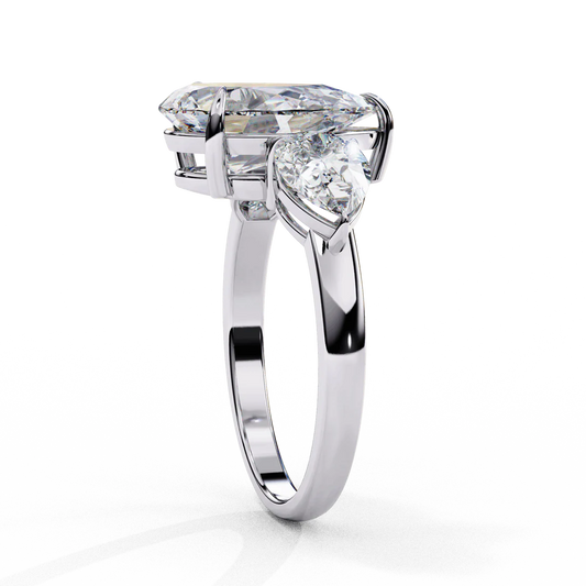 Three-Stone Pear Lab-Grown Diamond Engagement Ring – Perfect for Every Occasion in 925 Silver (1CT)