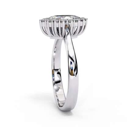 Timeless Marquise Diamond Halo Ring in 925 Silver (1CT)