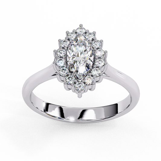 Timeless Marquise Diamond Halo Ring in 925 Silver (1CT)