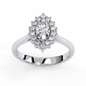 Timeless Marquise Diamond Halo Ring in 925 Silver (1CT)