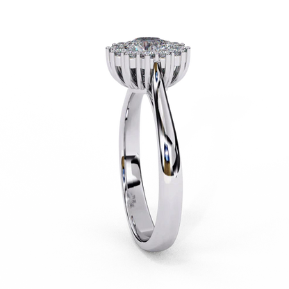 Round-Cut Diamond Halo Ring in Two-Tone 925 Silver