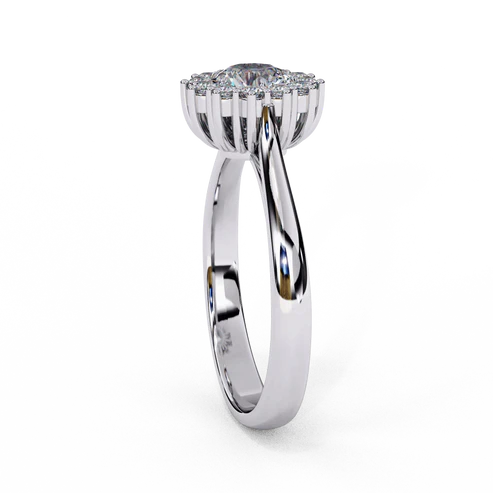Round-Cut Diamond Halo Ring in Two-Tone 925 Silver