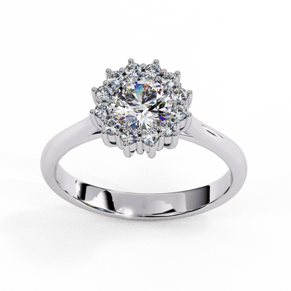 Round-Cut Diamond Halo Ring in Two-Tone 925 Silver