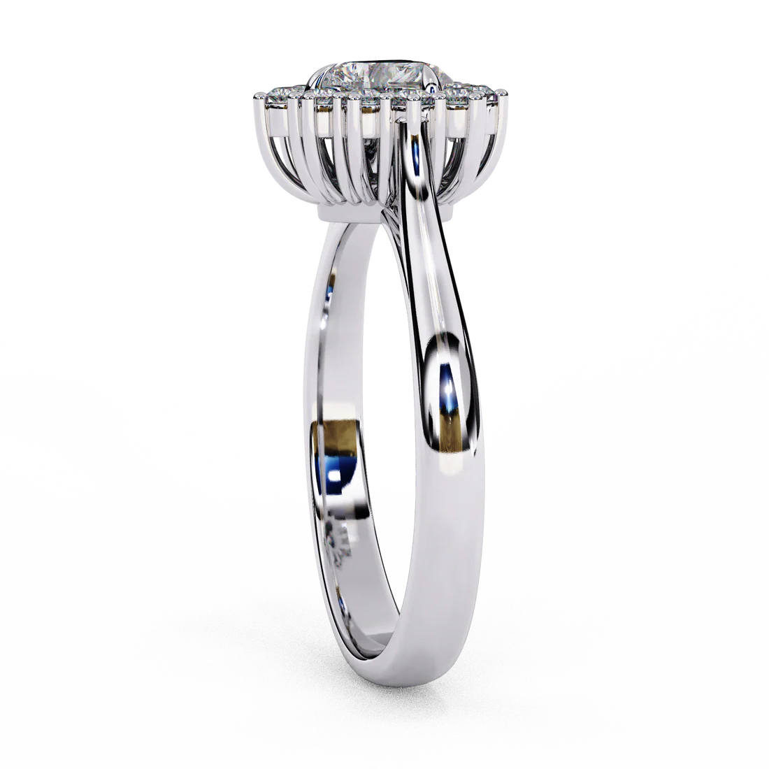 Romantic Heart-Shaped Diamond Engagement Ring in 925 Silver