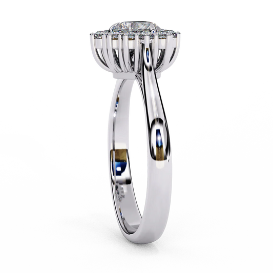 Romantic Heart-Shaped Diamond Engagement Ring in 925 Silver