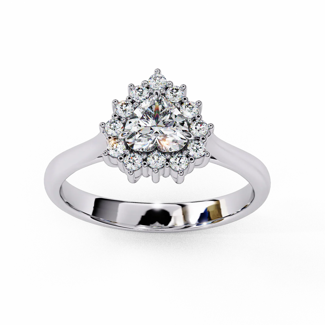 Romantic Heart-Shaped Diamond Engagement Ring in 925 Silver
