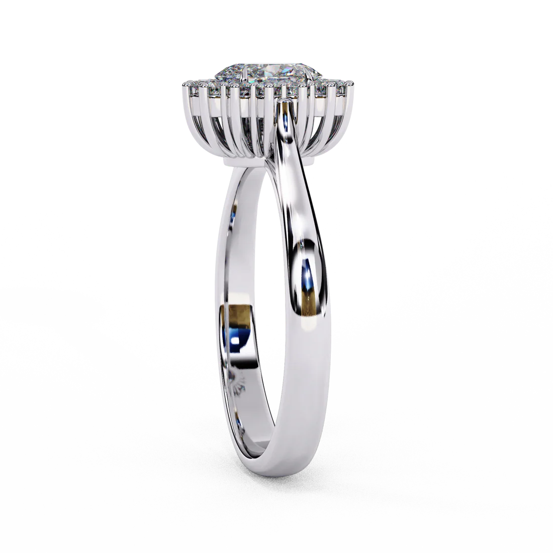 Oval-Cut Diamond Halo Ring | Vintage-Style Gold Wedding Band in 925 Silver