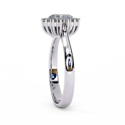 Oval-Cut Diamond Halo Ring | Vintage-Style Gold Wedding Band in 925 Silver