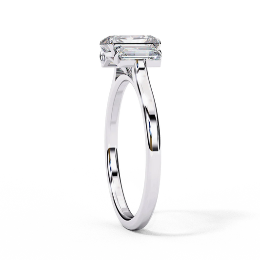 Stunning Emerald-Cut Diamond Halo Engagement Ring in 925 Silver