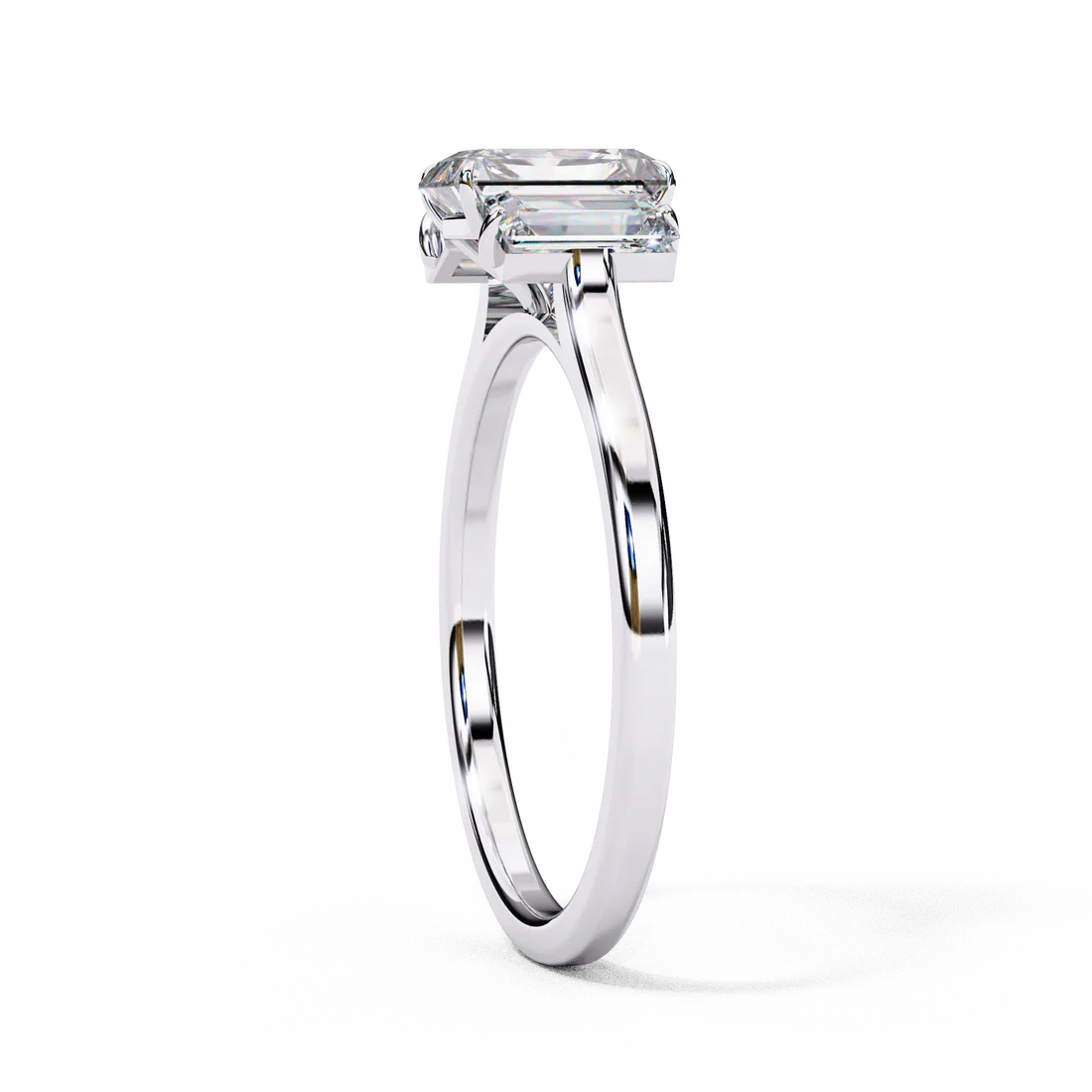 Radiant-Cut Three-Stone Diamond Engagement Ring in 925 Silver