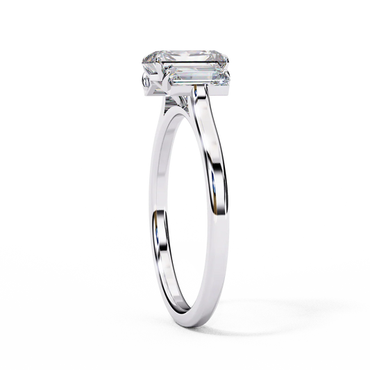 Radiant-Cut Three-Stone Diamond Engagement Ring in 925 Silver