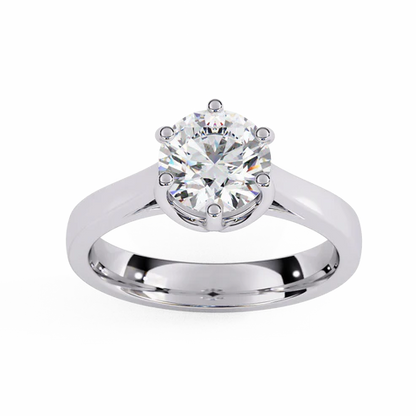 Round Brilliant Solitaire Engagement Ring with Hidden Diamond Accents in 925 Silver