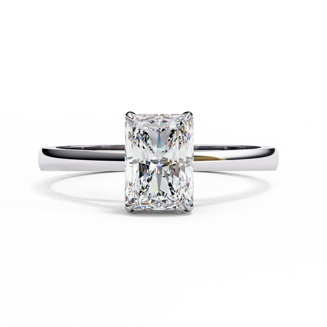 Radiant-Cut Solitaire Diamond Ring in 925 Silver