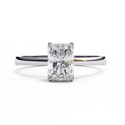 Radiant-Cut Solitaire Diamond Ring in 925 Silver