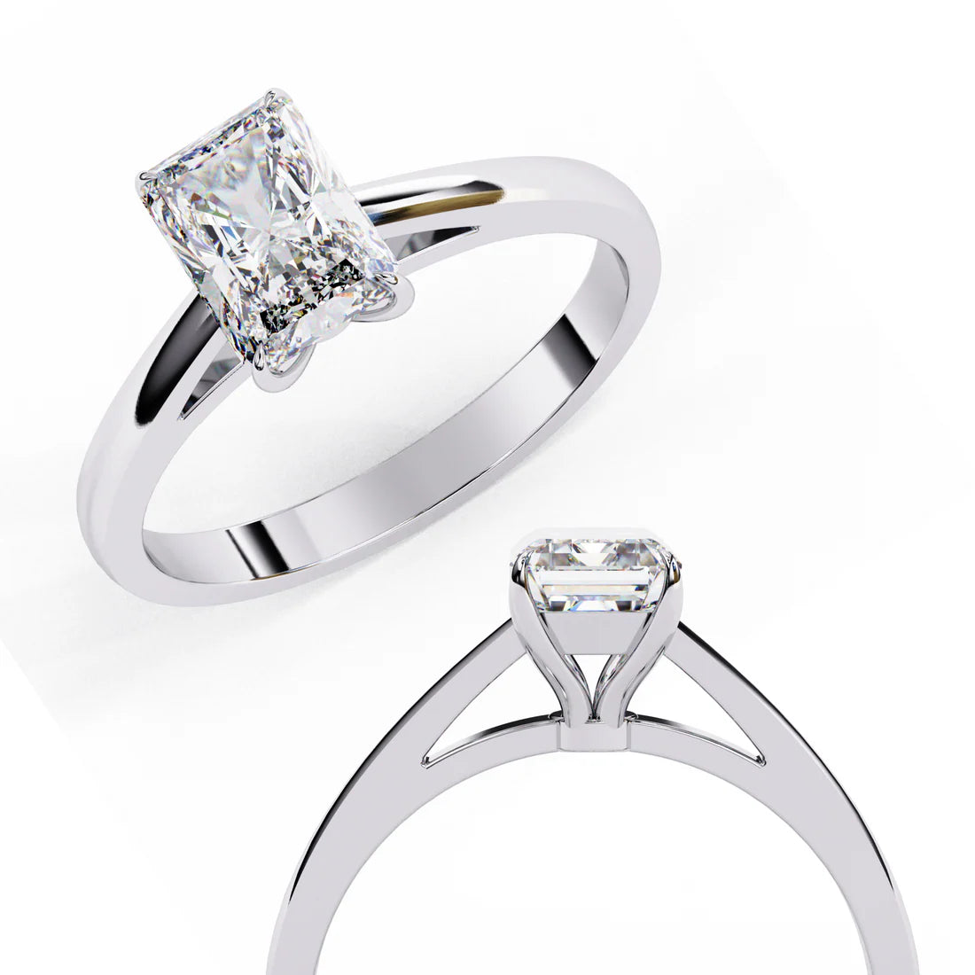 Radiant-Cut Solitaire Diamond Ring in 925 Silver