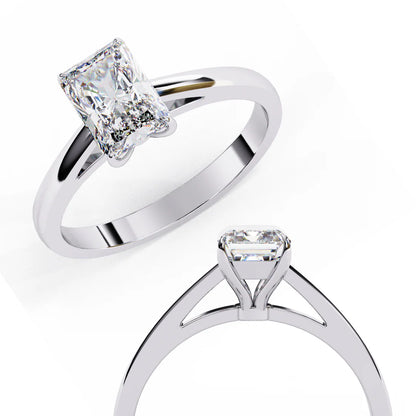 Radiant-Cut Solitaire Diamond Ring in 925 Silver