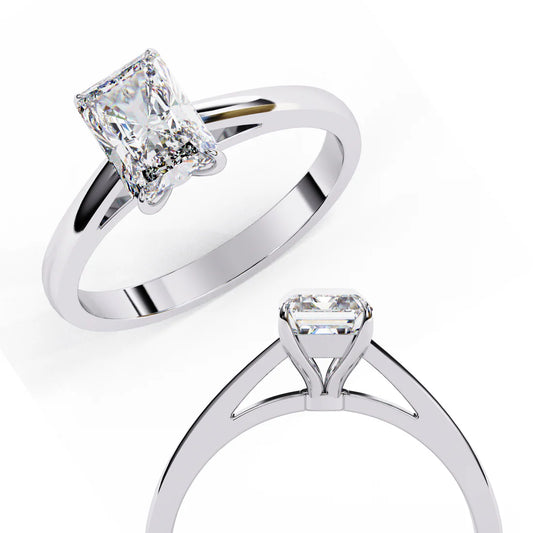 Radiant-Cut Solitaire Diamond Ring in 925 Silver