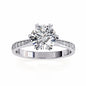 Round Diamond Engagement Ring with Pave Band in 925 Silver
