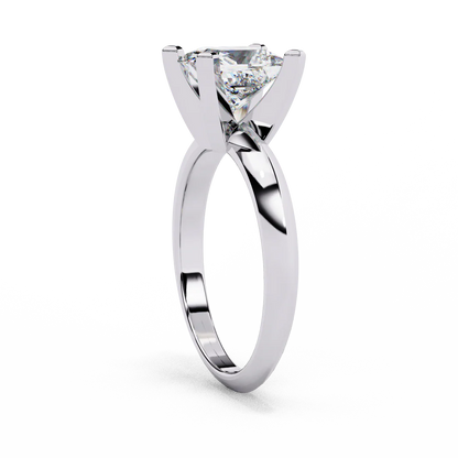 Princess-Cut Diamond Solitaire Engagement Ring in 925 Silver