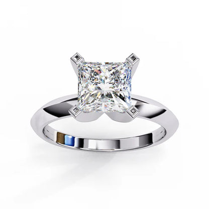 Princess-Cut Diamond Solitaire Engagement Ring in 925 Silver