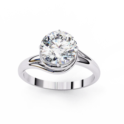 Twisted Solitaire Engagement Ring with Round Brilliant Diamond in 925 Silver