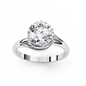 Twisted Solitaire Engagement Ring with Round Brilliant Diamond in 925 Silver