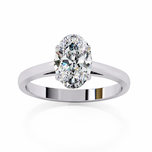 Oval Cut Solitaire Engagement Ring in 925 Silver | Classic Oval Diamond Ring for Women