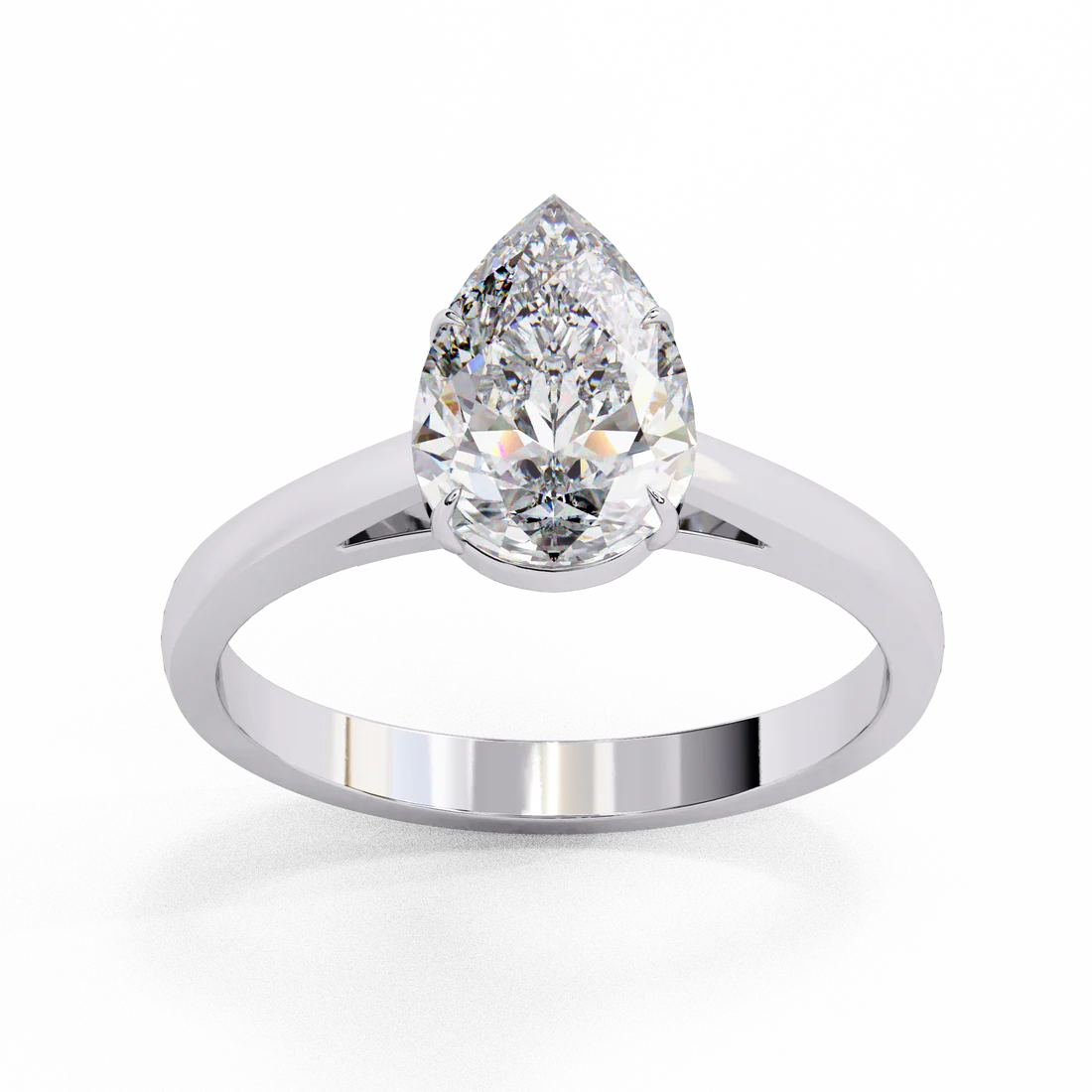Pear-Cut Lab-Grown Engagement Ring | Solitaire Teardrop Promise Ring in 925 Silver