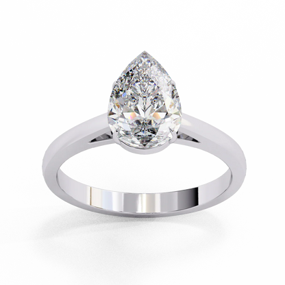 Pear-Cut Lab-Grown Engagement Ring | Solitaire Teardrop Promise Ring in 925 Silver