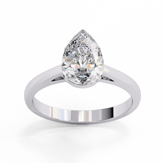 Pear-Cut Lab-Grown Engagement Ring | Solitaire Teardrop Promise Ring in 925 Silver