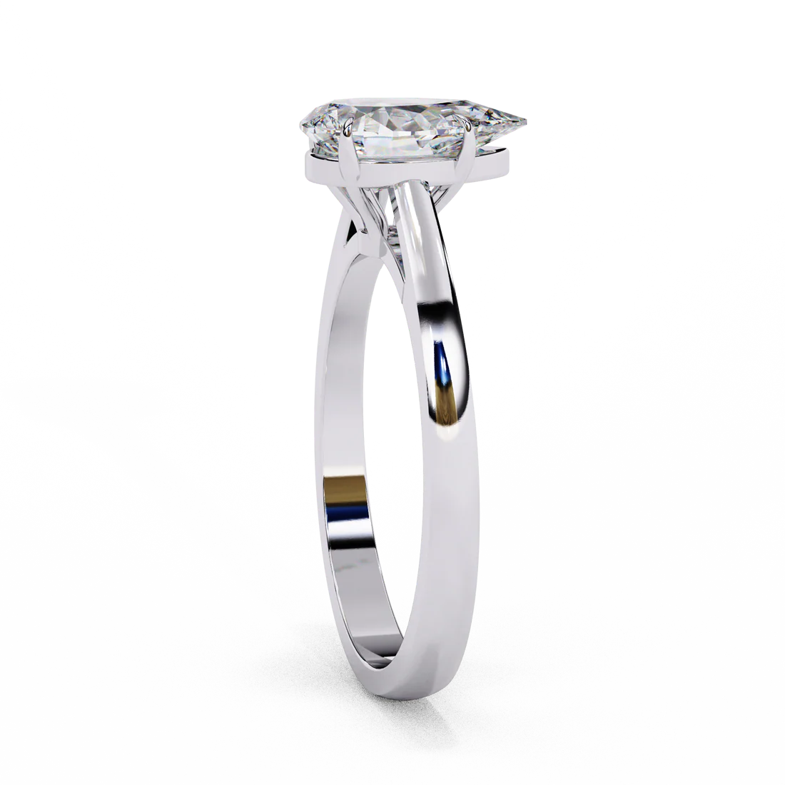 Pear-Cut Lab-Grown Engagement Ring | Solitaire Teardrop Promise Ring in 925 Silver