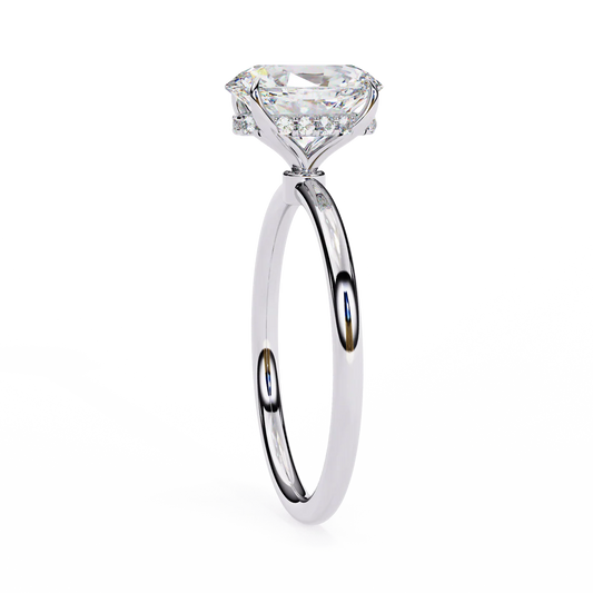 Oval Cut Hidden Halo Engagement Ring in 925 Silver | Dainty Solitaire Style Ring for Women