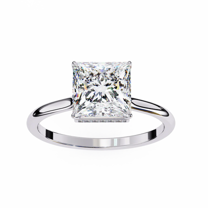 Princess-Cut Diamond Engagement Ring with Hidden Halo – Sleek Solitaire Style in 925 Silver